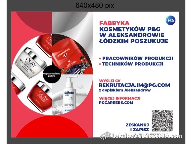 Rekrutacja w fabryce kosmetyków Procter and Gamble w Aleksandrowie Łódzkim