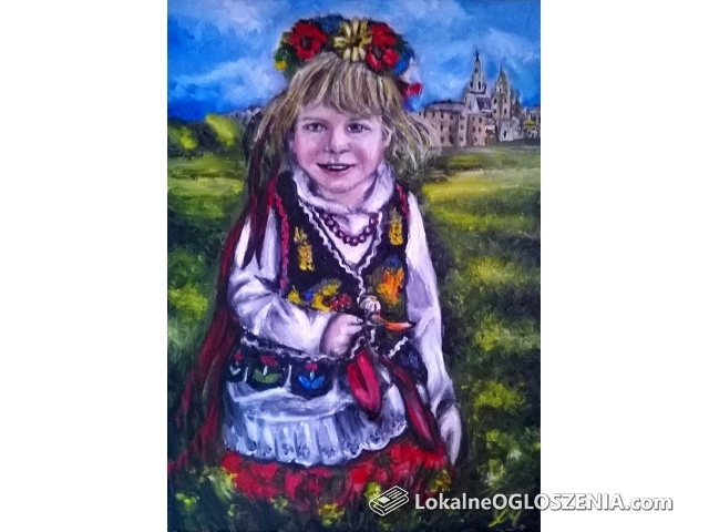 Sprzedam obraz olejny - Dziewczynka w stroju Krakowskim