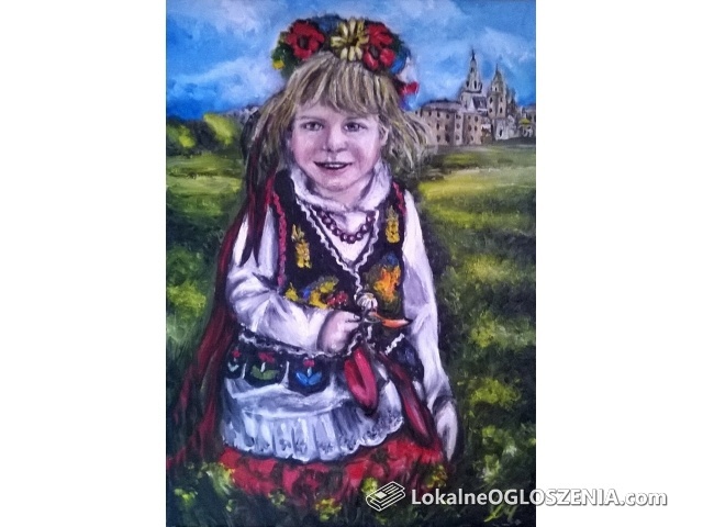 Sprzedam obraz olejny - Dziewczynka w stroju Krakowskim