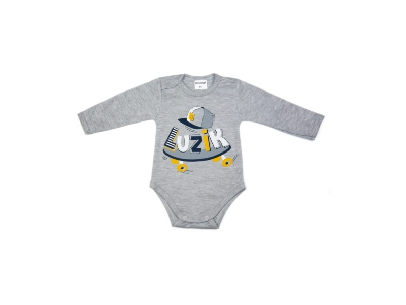 Body niemowlęce dł. rękaw napis LUZIK ( SZARY MELANŻ )