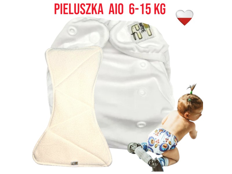 Pieluszka Wielorazowa AIO Kieszonka bambus BIAŁA NappiMe