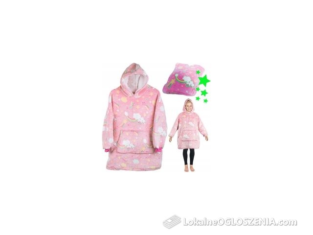 Ciepła Bluza Koc Świecąca Dla Dziecka Miękka Świeci W Ciemności Tęcza Róż