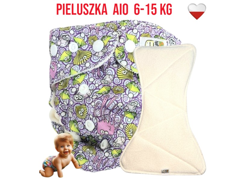 Pieluszka Wielorazowa AIO Kieszonka Mikropolar MORSKI ZWIERZĘTA NappiMe