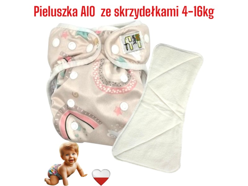 Pieluszka Wielorazowa AIO Kieszonka Coolmax ze Skrzydełkami TĘCZA NappiMe