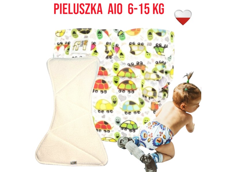 Pieluszka Wielorazowa AIO Kieszonka Coolmax ŻÓŁWIE NappiMe