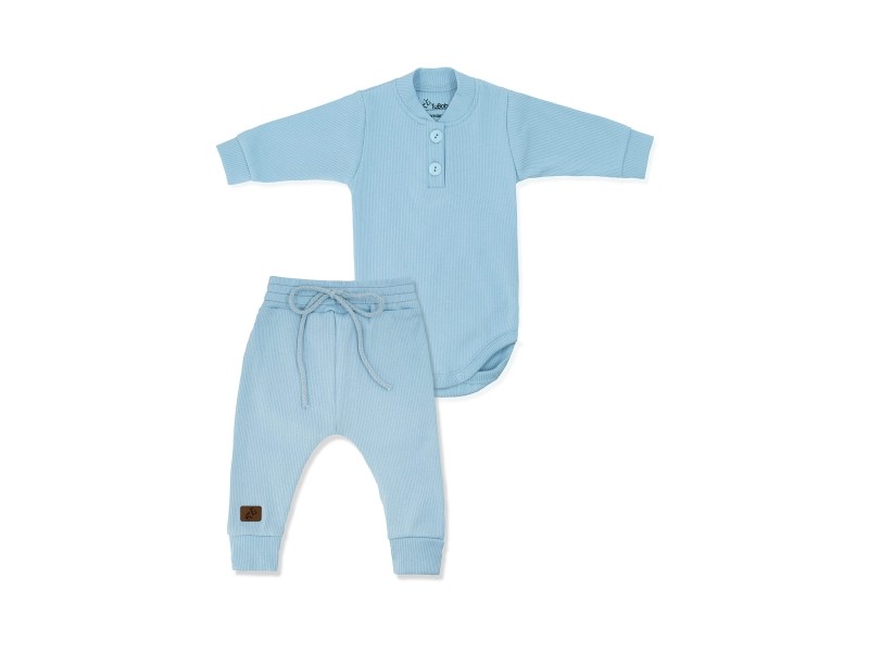 Komplet dla chłopca bawełna prążek błękit