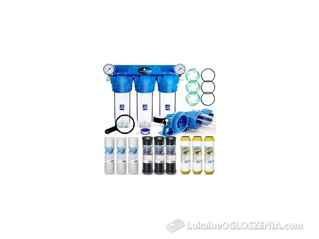 FILTR DO WODY WSTĘPNY NA CAŁY DOM 3 STOPNIOWY ZMIĘKCZACZ + ZESTAW FILTRÓW