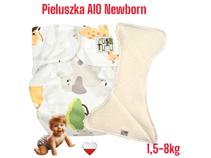 Pieluszka Wielorazowa AIO Newborn Kieszonka Coolmax SAFARI