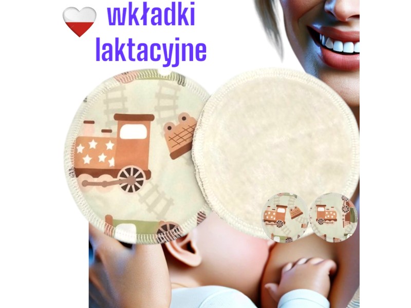 WKŁADKI LAKTACYJNE PUL bambus - POCIĄGI ZIELONE