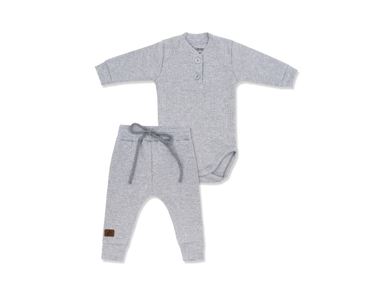 Komplet dla chłopca bawełna prążek szary