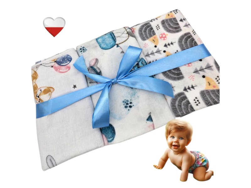 Zestaw Pieluszek Flanelowych (balony, myszka, jeże)