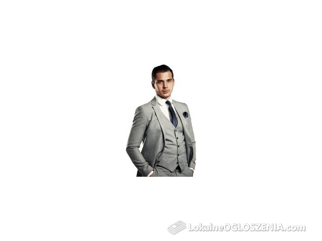 Szary garnitur męski z kamizelką GIORGIO szyty na miarę