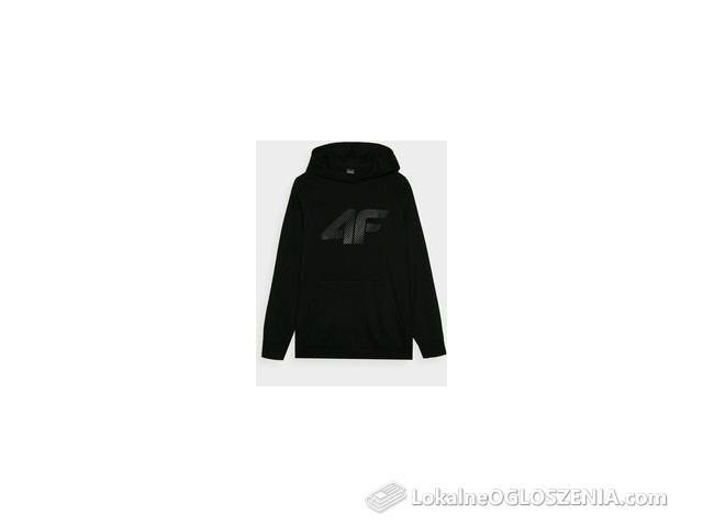 Męska bluza dresowa nierozpinana z kapturem 4F 4FWMM00TSWSM1766 czarna
