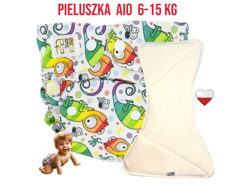 Pieluszka Wielorazowa AIO Kieszonka Mikropolar KAMELEONY  NappiMe