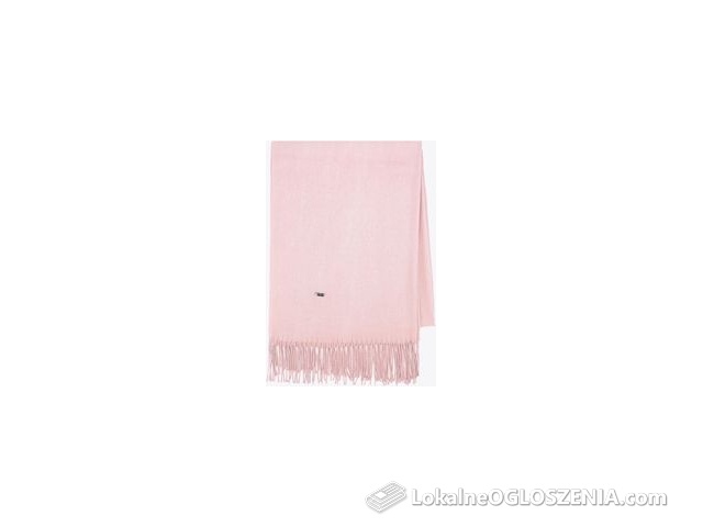 Szalik damski z frędzlami jednolity różowy