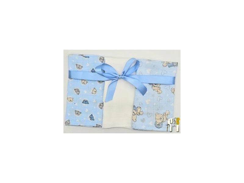 Zestaw Pieluszek tetrowych (biała, niebieskie misie w kółkach , niebieskie misie) dla chłopca