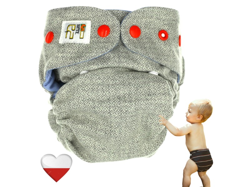 OTULACZ WEŁNIANY - SZARA JODEŁKA Z NIEBIESKIM czerwone napy