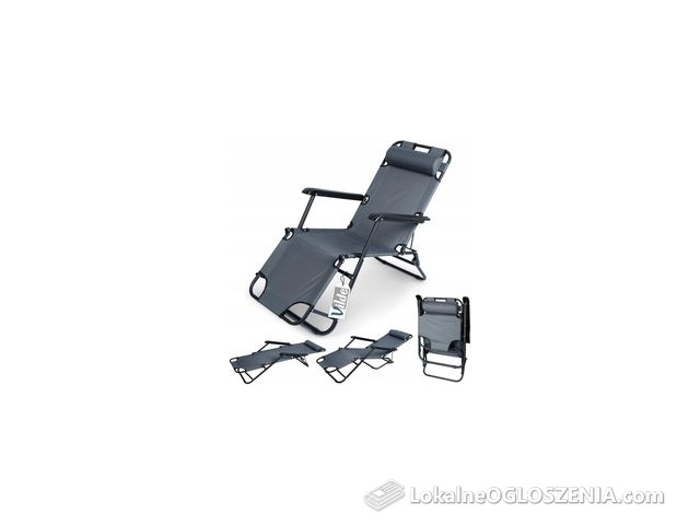 Vilde Leżak Ogrodowy Fotel Rozkładany Składany Regulowany Leżanka 3 Pozycje