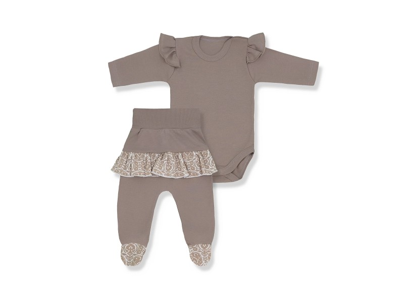 KOMPLET DLA DZIEWCZYNKI FALBANKA CAPPUCCINO