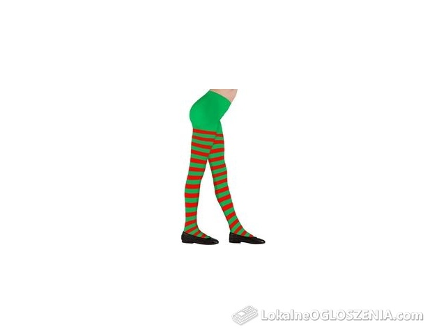 Rajstopy elfa dziecięce zielono-czerwone 70 DEN