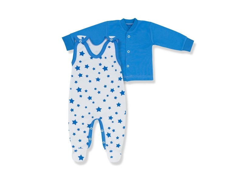 KOMPLET ŚPIOSZKI+KAFTANIK KOLEKCJA NIEBIESKIE GWIAZDKI