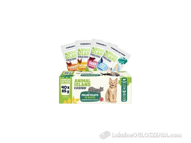 Animal Island Mokra Karma Dla Kota Wołowina Kurczak Indyk Biała Ryba 40x85G