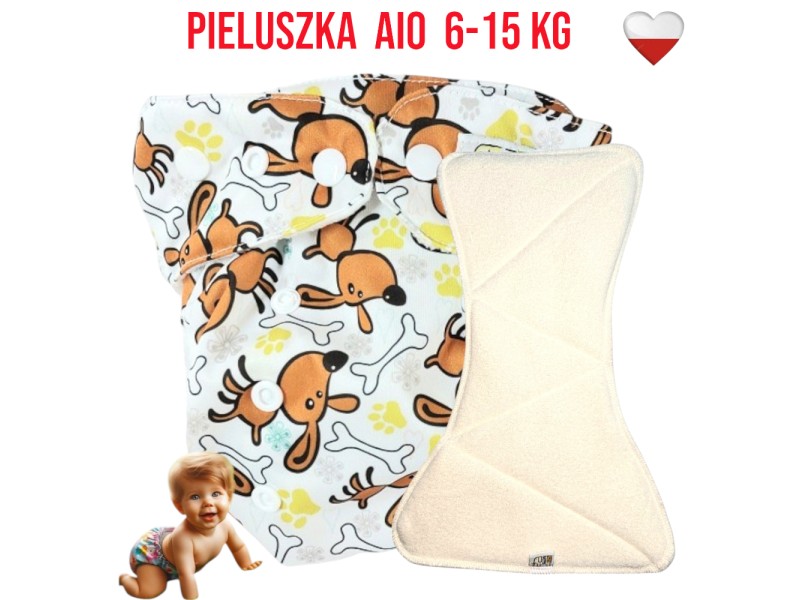 Pieluszka Wielorazowa AIO Kieszonka Coolmax PIESKI NappiMe