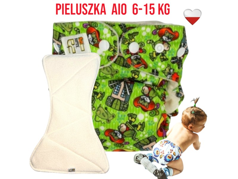 Pieluszka Wielorazowa AIO Kieszonka bambus KOT W BUTACH  NappiMe