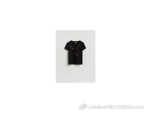 Reserved - Bawełniany t-shirt z nadrukiem - czarny