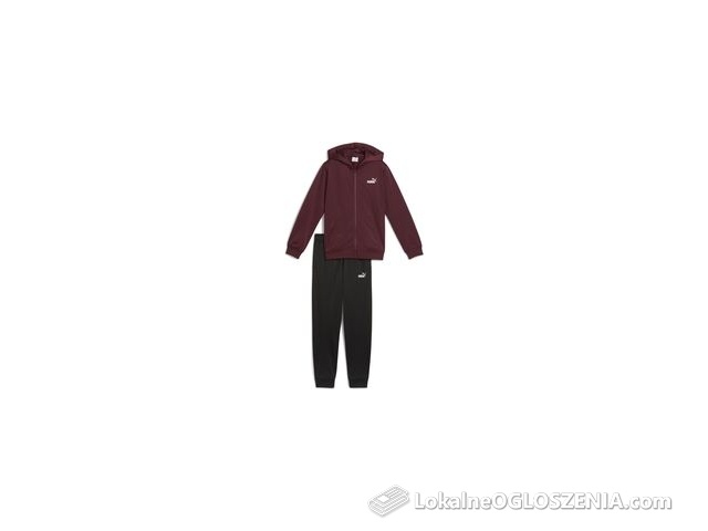 Młodzieżowy dres z bluzą z kapturem i zamkiem z poliestru PUMA Ruby Shimmer Red