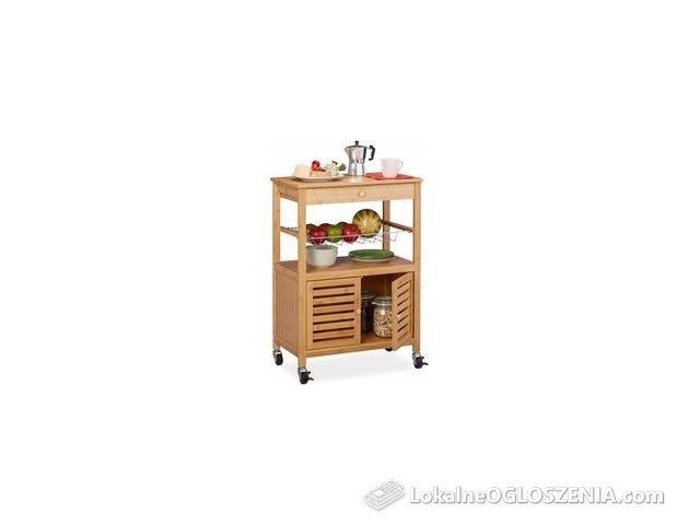 Wózek kuchenny regał szafka na kółkach z bambusa