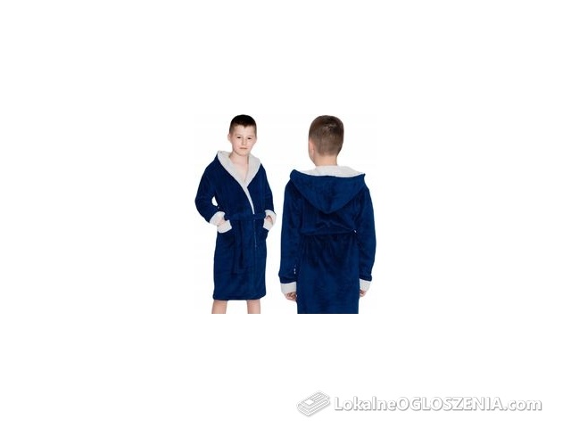Szlafrok chłopięcy wellsoft granatowy 158-164 cm
