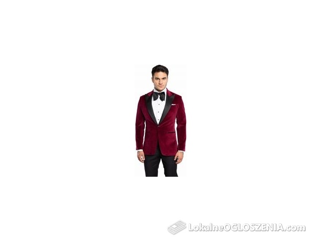 Bordowy aksamitny smoking SIRACUSA z atłasowymi klapami w szpic szyty na miarę | kolekcja LUXURY