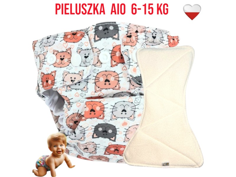 Pieluszka Wielorazowa AIO Kieszonka Coolmax KOTY  NappiMe