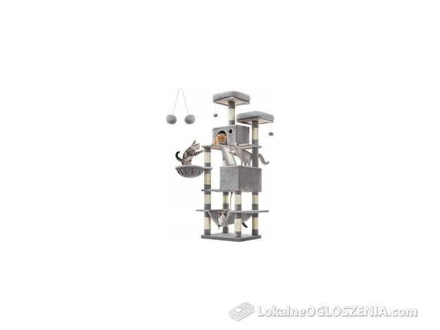 Feandrea Duży Drapak Dla Kota Wielopoziomowy Legowisko Wieża Słupek Sizal Jasnoszary