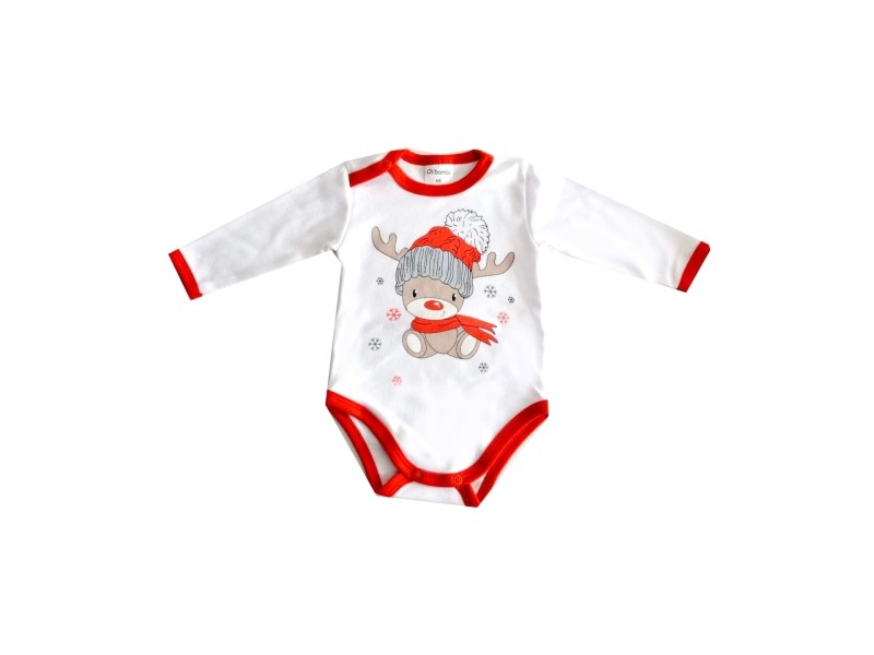 Body niemowlęce dł. rękaw BIAŁY RENIFER