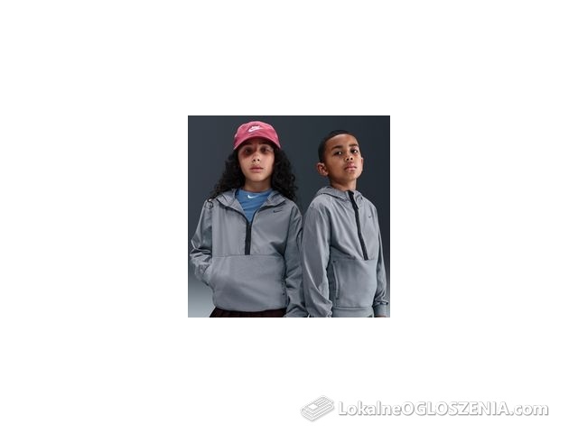 Dzianinowa bluza z kapturem i zamkiem 1/2 dla dużych dzieci Nike Sportswear City Utility EasyOn - Szary