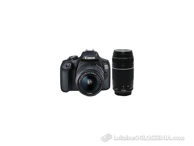 Canon EOS 2000D czarny + EF-S 18-55mm IS II + EF 75-300mm III