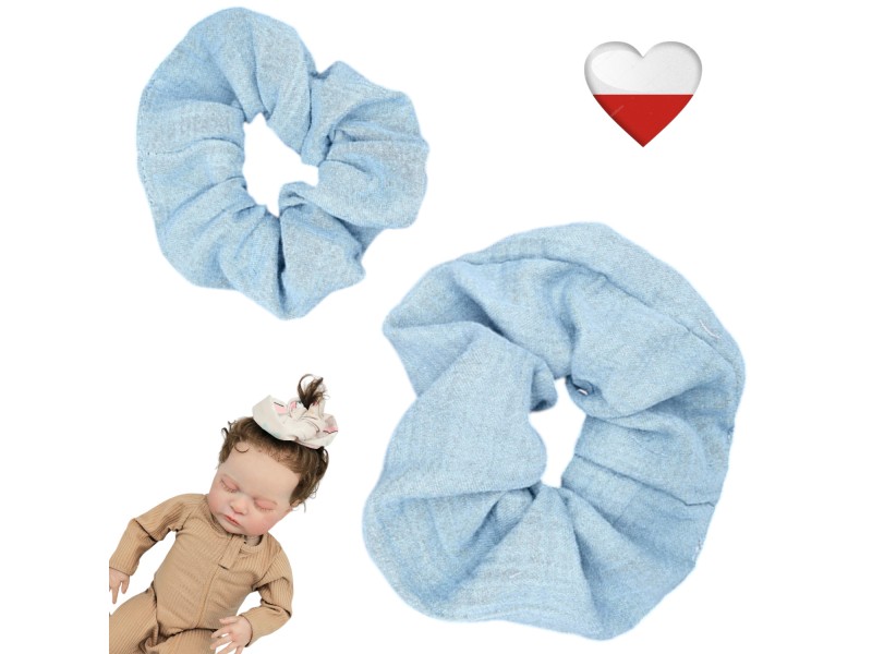 Gumka do włosów muślinowa - NIEBIESKA duża