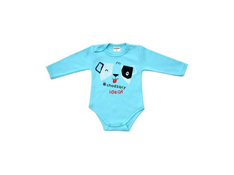 Body niemowlęce dł. rękaw napis CHODZĄCY IDEAŁ ( BŁĘKIT )