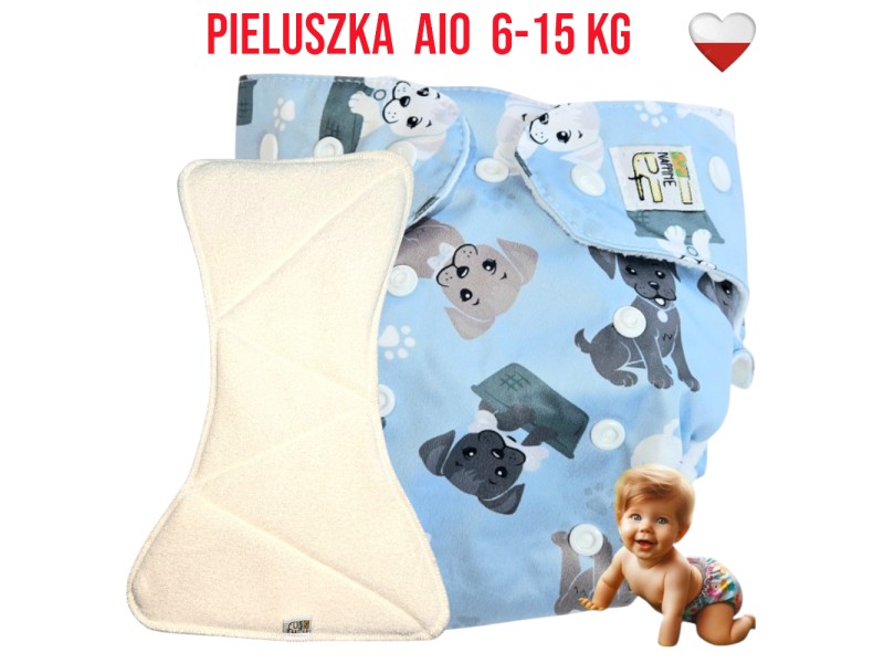 Pieluszka Wielorazowa AIO Kieszonka Mikropolar PIESKI NIEBIESKIE  NappiMe