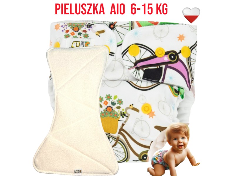 Pieluszka Wielorazowa AIO Kieszonka Coolmax ROWERY NappiMe