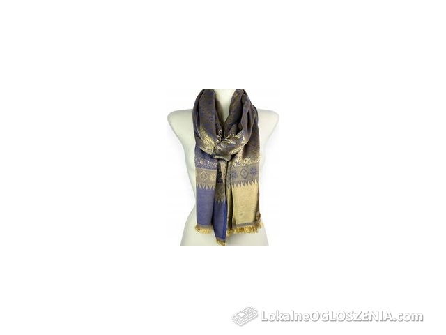 Szal damski jesienny Złoto Niebieski Chusta Turecki do płaszcza