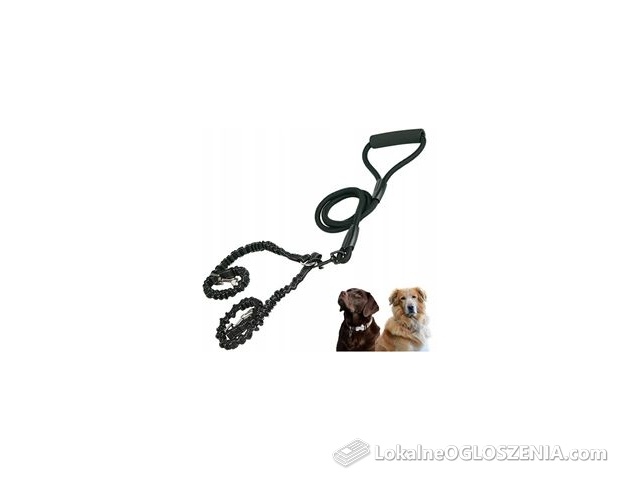 Yoka Podwójna Smycz Dla Psa Z Amortyzatorem Smycz Dla Dwóch Psów Czarna L 180Cm