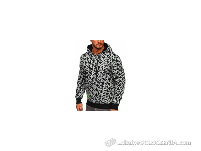 Bluza Z Nadrukiem Czarno-szara HW2320 DENLEY_2XL