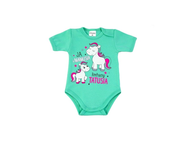 Body niemowlęce krótki rękaw JA I MAMUSIA KOCHAMY TATUSIA MIĘTA