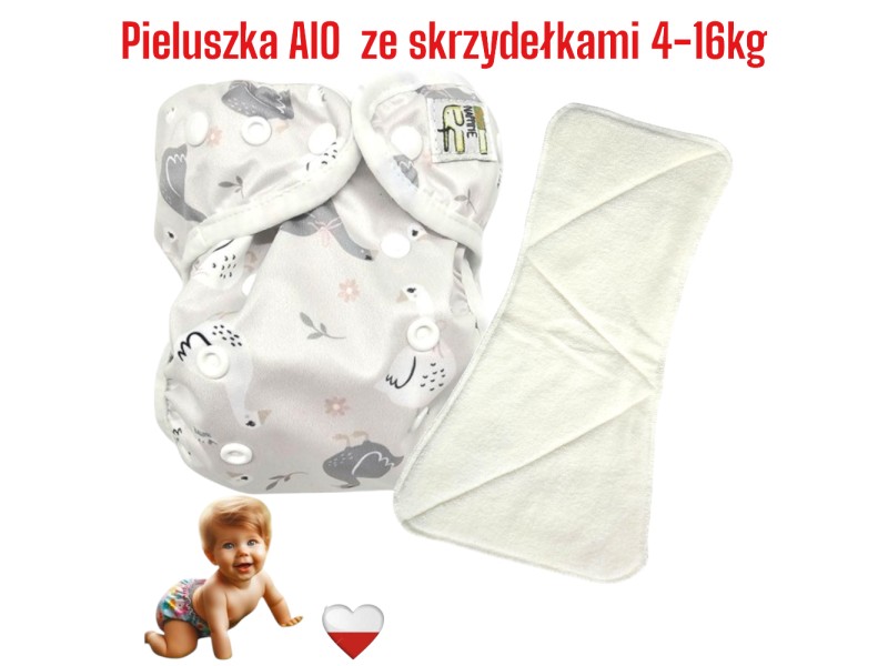 Pieluszka Wielorazowa AIO Kieszonka Coolmax ze Skrzydełkami GĄSKI  NappiMe