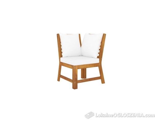 Moduł Sofy Narożnej Z Kremową Poduszką Lite Drewno Akacjowe