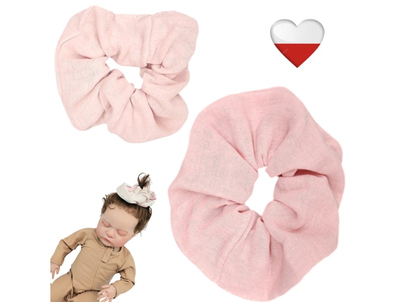 Gumka do włosów muślinowa - PUDROWY RÓŻ mała