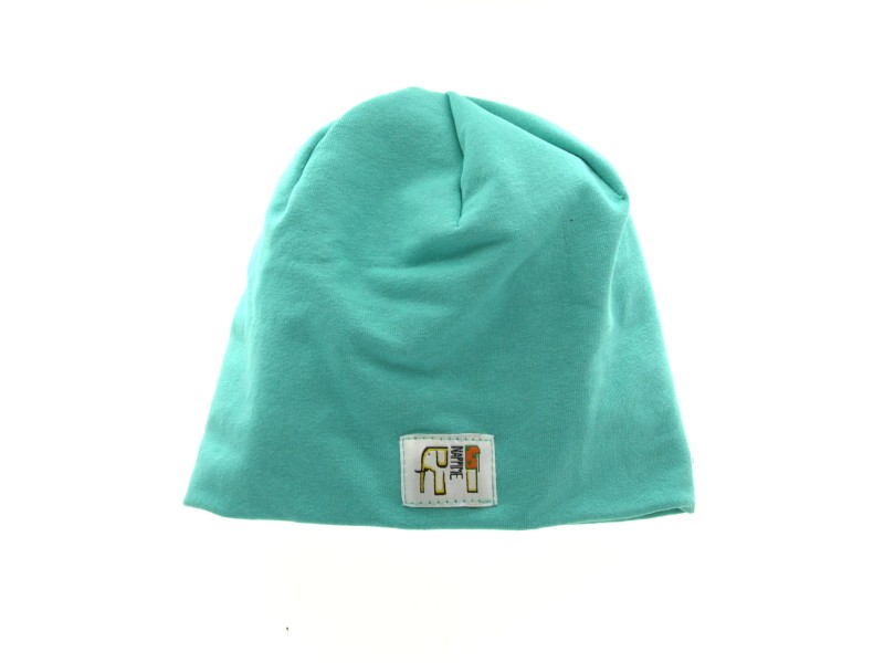 CZAPKA -TURKUSOWA Z KOLOREM 3-6 msc